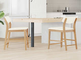 Dining Chairs 2 pcs Natural 48 x 49 x 95 cm Solid Rubber Wood 42020476