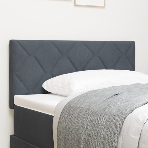 ZNTS LED Headboard with Diamond Blocks Design in Dark Grey, 100 cm Velvet 3338208