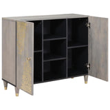Sideboard Grey and Gold 90 x 33 x 75 cm Solid Mango Wood 4018800