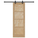 Sliding Door Natural and Black 73.5 x 211 cm Solid Pine Wood 3445504