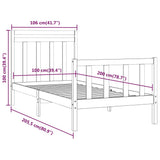 Bed Frame without Mattress White Solid Wood Pine 100x200 cm 3107019
