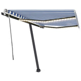 Manual Retractable Awning with LED 350x250 cm Blue and White 3069721