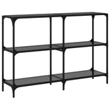 Console Table with Black Glass Top 118.5x30x81 cm Steel 846031