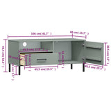 TV Cabinet with Metal Legs Grey Solid Wood Pine OSLO 351022