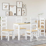 ZNTS 5 Piece Dining Set Panama White Solid Wood Pine 3345199