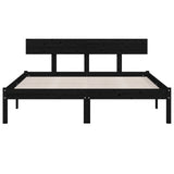Bed Frame Black Solid pine wood Double Durable Bed Frame 810126