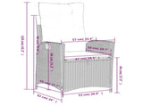 Reclining Garden Chair with Cushions Grey Poly Rattan 365263
