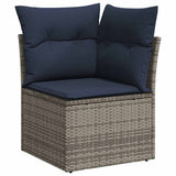 7 Piece Garden Sofa Set with Cushions Black Poly Rattan Acacia 3328034