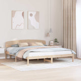 Bed Frame with Headboard Natural 200 x 200 cm Solid Pine Wood 872050