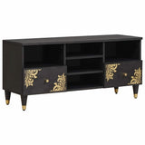 TV Cabinet with Drawer Black 100 x 33 x 46 cm Solid Mango Wood 4018826