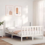 Bed Frame without Mattress White Small Double Solid Wood Pine 3192917