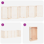 Dog Gate with Door Foldable 9 Panels 450 cm Poplar Wood 3155532