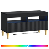 LED TV Cabinet Black Engineered Wood 896776