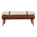 Bouclé Buffalo Hide Leather Bench IN3300