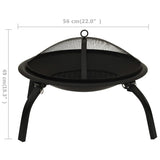 ZNTS 2-in-1 Fire Pit and BBQ with Poker 56x56x49 cm Steel 313352