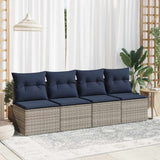 2 Piece Garden Sofa Set with Cushions Grey Poly Rattan Acacia 3325237