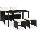 5 Piece Outdoor Dining Set with Cushions Poly Rattan Black 42596