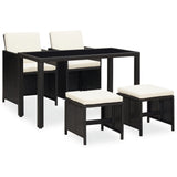 5 Piece Outdoor Dining Set with Cushions Poly Rattan Black 42596