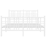 Metal Bed Frame without Mattress with Footboard White 137x190cm 376390