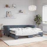 Daybed with Trundle and Mattresses Dark Grey 90x190 cm Velvet 3197864
