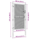 Mesh Garden Gate Galvanised Steel 100x175 cm Grey 145774