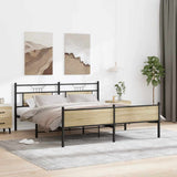 Metal Bed Frame without Mattress Sonoma Oak 180x200 cm Super King 3325125
