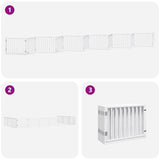 Dog Gate with Door Foldable 12 Panels White 960 cm Poplar Wood 3155564