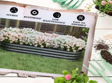 Galvanised Raised Garden Bed, Metal Planter Box with Safety Edging, for Flowers, Herbs, Succulents, T3398P377612