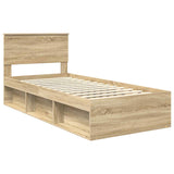 Bed Frame with Headboard Sonoma Oak 90 x 200 cm Solid Pine Wood 3410647