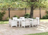 Garden Dining Set 7 pcs White Polt rattan 3378562