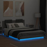 Bed Frame with LED without Mattress Grey Sonoma 150x200 cm King Size 3210008
