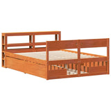 Bed Frame without Mattress Wax Brown 140x200 cm Solid Wood Pine 3306383