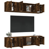 6 Piece TV Cabinet Set Smoked Oak Engineered Wood 3188659