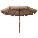 Garden Parasol with Wooden Pole 330 cm Taupe 47215