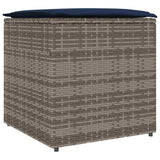 Cushion Box with Storage Grey 50 x 50 x 50 cm Poly Rattan 365414
