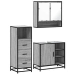 ZNTS 3 Piece Bathroom Furniture Set Grey Sonoma Engineered Wood 3301058