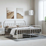 Bed Frame White Powder-Coated Steel Double Bed Frame 353707