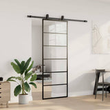 Sliding Door with Hardware Set Black 76x205 cm ESG Glass 3375787