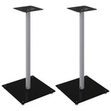 Speaker Stands 2 pcs Black&Silver Tempered Glass 1 Pillar Design 51816