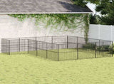 Dog Playpen 16 Panels Black Galvanised Steel 3209559