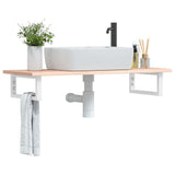Basin Shelf Wall Mounted Steel and Solid Wood Oak 3302548