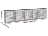 Gabion Basket with Cover 500x50x150 cm Galvanised Iron 3295158