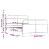 Metal Bed Frame without Mattress Smoked Oak 140x190 cm 3318635