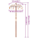 Balinese Parasol Cream 125 x 125 x 260 cm Cotton and Wood 42006464