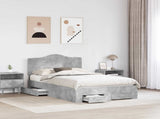 Bed Frame Concrete Grey 135 x 190 cm Engineered Wood 3413615