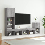 4 Piece TV Wall Units with LED Grey Sonoma Engineered Wood 3216666