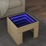 Coffee Table with Infinity LED Sonoma Oak 40x40x30 cm 847597