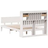 Bookcase Bed without Mattress White 135x190 cm Double Solid Wood Pine 3322683