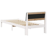 Bed frame White and light grey 75 x 190 cm Solid pine wood 878723