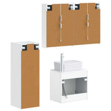 Bathroom Furniture Set 4 pcs White Engineered Wood and Glass 3407447